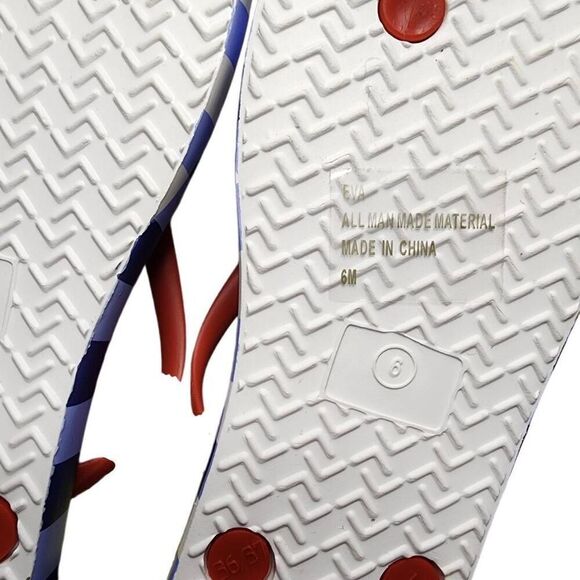 Cabana by Crown & Ivy Women Shoes, "Eva" Blue & Red Gingham Flip Flops, Sz 6 - Picture 5 of 6
